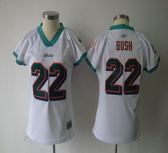 Dolphins #22 Reggie Bush White Women's Field Flirt Stitched NFL Jersey - Click Image to Close